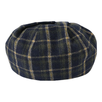 CACUSS羊毛礼帽女英式格纹文艺贝雷帽毛呢保暖帽子女L421009 藏青格子 均码 适合头围56-59cm
