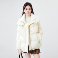 秋水伊人时尚大翻领保暖加厚羽绒服2026春季90白鸭绒休闲外套 M