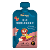 禾泱泱 婴幼儿水果泥草莓紫胡萝卜苹果泥100g宝宝辅食早餐搭档100%水果