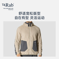 Rab睿坡Buckstone男士新款宽松拉链连帽衫运动上衣抓绒衣 QFG-46 黑灰色-BEL