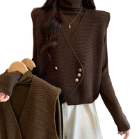 皮尔卡丹（pierre cardin）针织背心马甲女宽松慵懒风女士毛衣开衫外搭洋气上衣秋冬2026新款