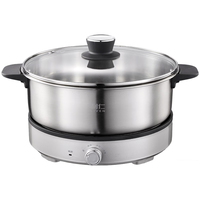 利仁 小钢人0涂层电火锅不锈钢火锅锅分体可拆全钢速沸电热锅多功能锅6L电煮锅多用途锅DHG-J6220