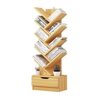 艾风格创意树形书架多层落地置物架现代收纳架 暖白色 34*20*158cm 十四层带门 支持