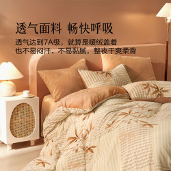 水星家纺 集团出品 A类牛奶绒三/四件套 保暖抗静电
