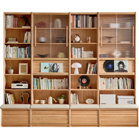 林氏家居实木书柜一体靠墙储物柜沙发书柜立式落地全实木组合小满系列PK4X