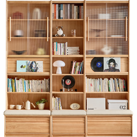 林氏家居实木书柜一体靠墙储物柜沙发书柜立式落地全实木组合小满系列PK4X 【2.2米|三柜】实木卡座书柜