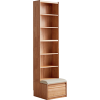 林氏家居实木书柜一体靠墙储物柜沙发书柜立式落地全实木组合小满系列PK4X 【原木色|全实木】卡座书柜