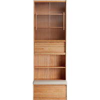 林氏家居实木书柜一体靠墙储物柜沙发书柜立式落地全实木组合小满系列PK4X 【原木色|全实木】卡座书柜