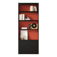 星都家用钢制书柜储物柜一体落地收纳柜儿童书架客厅置物柜80cm双抽