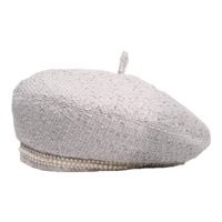 CACUSS贝雷帽女款小香风优雅显脸小画家帽秋冬季珍珠南瓜帽子LM230252  均码 适合头围56-59cm