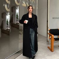 毛呢大衣女韩系加长赫本风长款高级感高个子加厚黑色呢子外套