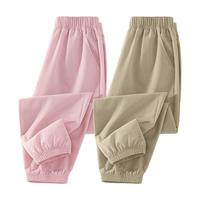 真维斯童装女童运动裤夏款儿童夏季薄款速干防蚊裤女大童冰丝裤子 【两件装更优惠】卡其/J纯色-粉/J纯色