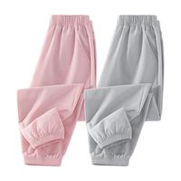 真维斯童装女童运动裤夏款儿童夏季薄款速干防蚊裤女大童冰丝裤子 【两件装更优惠】灰/J纯色-粉/J纯色