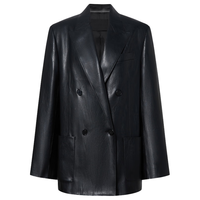 MO&Co. 西装2026春黑色摇滚素皮垫肩宽松廓形低腰中性外套MBF1BLA014 黑色 XS /155