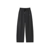 太平鸟女装休闲裤高腰针织香蕉弯刀裤宽松阔腿运动 黑色 XL 