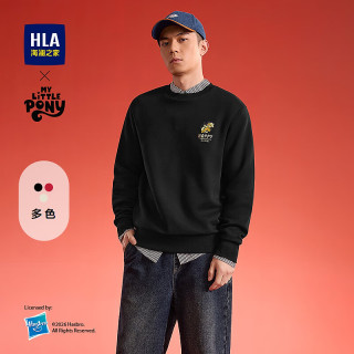海澜之家（HLA）卫衣亲子装父女儿童26春季小马宝莉联名圆领绣花长袖 黑色 L 175/92A 成人尺码