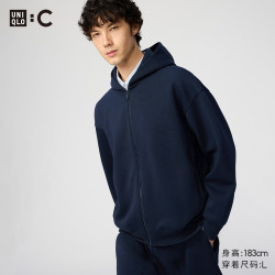 优衣库 合作款/男装女装宽松连帽拉链运动开衫/长袖外套卫衣485735 69 藏青色 4XL