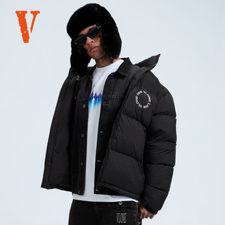 VLONE VLCT25004 立体刺绣无帽面包羽绒服 黑银 XL