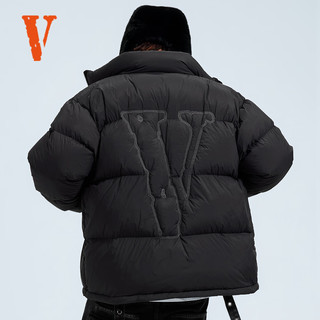 VLONE VLCT25004 立体刺绣无帽面包羽绒服 黑银 XL