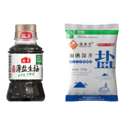 海天 调料组合 调料组合套装家庭装 油盐酱醋调料佐料 厨房调料套装 薄盐生抽100ml+盐250g