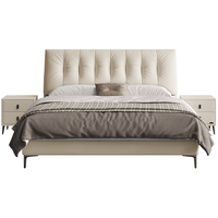 全友家居意式极简真皮床主卧室1.8x2米双人大床头层牛皮软包床116113 晨曦白单床 晨曦白|单床