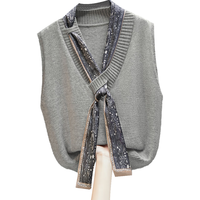 丝柏舍针织背心马甲女2026春装简约V领叠穿坎肩马夹