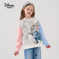 迪士尼(Disney)迪士尼儿童插肩袖拼色卫衣2026春季男童女童宽松长袖t恤上衣dsn 烟灰 140 高135-145cm重60-70斤