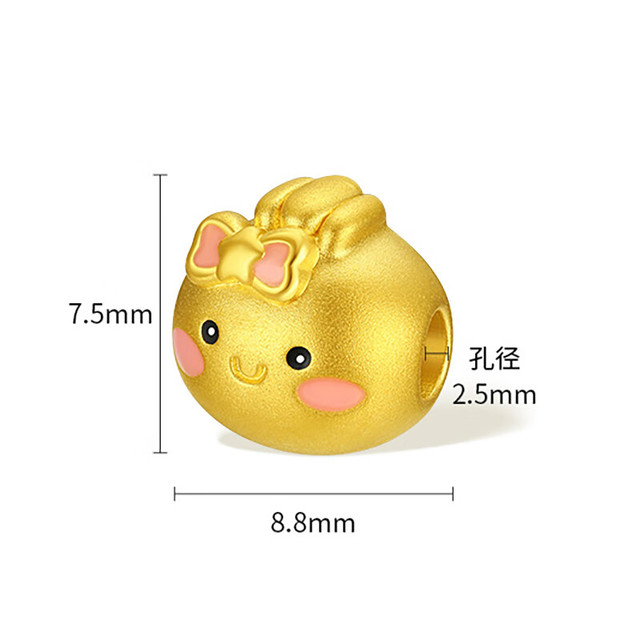 潮宏基 小笼包黄金串珠足金转运珠 甜美小女孩