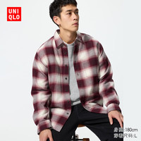 优衣库男女装法兰绒格子衬衫长袖衬衣薄外套481224 16 红色