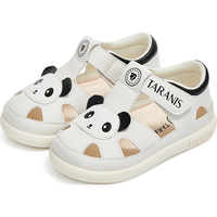 泰兰尼斯夏季童鞋包头防踢男童熊猫凉鞋软底镂空女宝机能学步鞋 白/黑  23 23 内长15.0适合脚长14.3~14.7