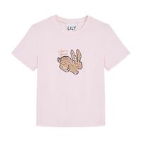 丽丽 LILY夏女装趣味萌兔时尚休闲百搭舒适全棉宽松短袖T恤衫 128水粉色 M