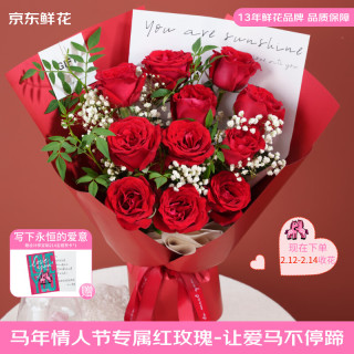 年货大集：京东鲜花 情人节礼混合花礼品花束11枝红玫瑰
