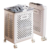 百易特脏衣篓家用脏衣服收纳筐洗衣篮卫生间衣物篮子大容量可折叠脏衣篮 折叠脏衣篮-大号白色【不带轮】