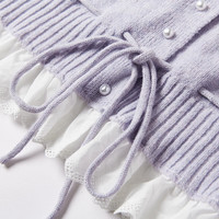 香影超好看紫色毛衣开衫女2026春季含羊毛拼接宽松套头针织衫 杏色 L 165/88A/110-125斤