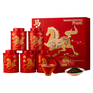万山红 大红袍肉桂水仙金骏眉工夫红茶白茶寿眉 224g 组合茶叶礼盒