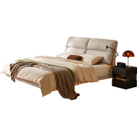 林氏家居真皮艺床主卧大床双人床1.8米1.5米高箱储物床软包床悬浮床TPC817 柔沙色【悬浮床】可选0胶护脊垫23cm 1.8米x2米 床+床垫+床头柜*1