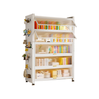 七序钢制书柜一体靠墙防尘书架立式落地多层储物柜客厅洞洞板收纳柜子 白色四层-长80宽32高112cm【送洞洞板】