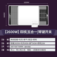 雷士 多功能浴霸 2600W双核五合一 琴键开关 A款