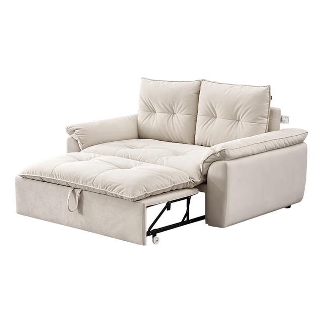 移动端、京东百亿补贴：全友 家居 奶油风沙发床一体两用客厅家用多功能猫抓绒布艺可拆洗沙发