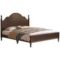 源氏木语实木床家用简约中古大板床美式复古卧室深胡桃色双人床 实木床1.8*2m