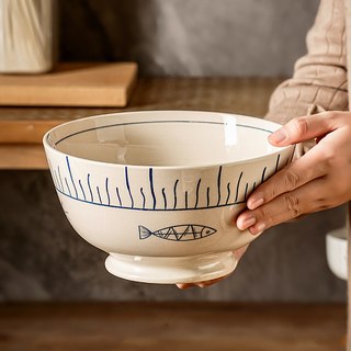 日式陶瓷斗笠泡面碗拉面汤碗8英寸家用2026餐具个人汤盆 【出口版】6.5寸拉面碗一人食带托盘（豪华）