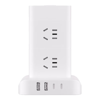 得力 LU5052 8位+2A2C总控1.8米立式插座