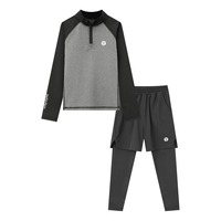 【训练】男童运动套装秋季长袖户外跑步裤儿童弹力透气假两件