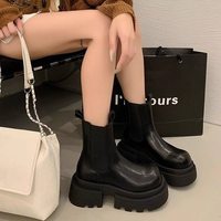 2026马丁靴防滑软底外穿厚实简约百搭时尚韩版皮面PU防水女靴