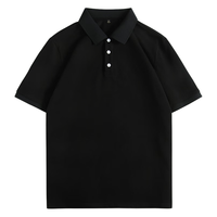 GENIOLAMODEpolo衫男士短袖t恤夏季潮牌简约休闲纯色百搭翻领上衣 黑色 2XL 2XL /185(160-180斤)