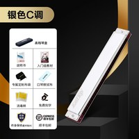 东方鼎 T28-1 复音口琴 (28孔 C调 初学推荐 银色)