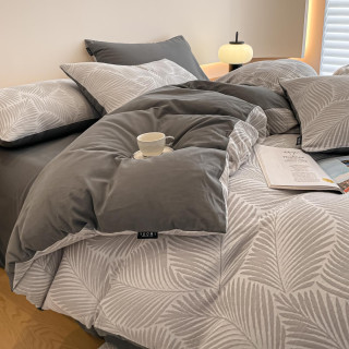 兰芮 A类100%全棉磨毛加厚保暖提花四件套 200*230cm