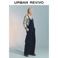 UR2026春季女装灯芯绒小狗图案休闲背带裤UYL860005 宝蓝 26
