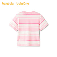 巴拉巴拉【balaOne】童装短袖t恤男女童2026夏装条纹休闲上衣 红色调00466 140