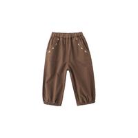 巴厘小猪女宝宝裤子2025春秋季甜美女童束脚裤婴幼儿纯棉休闲儿童长裤 深咖 73